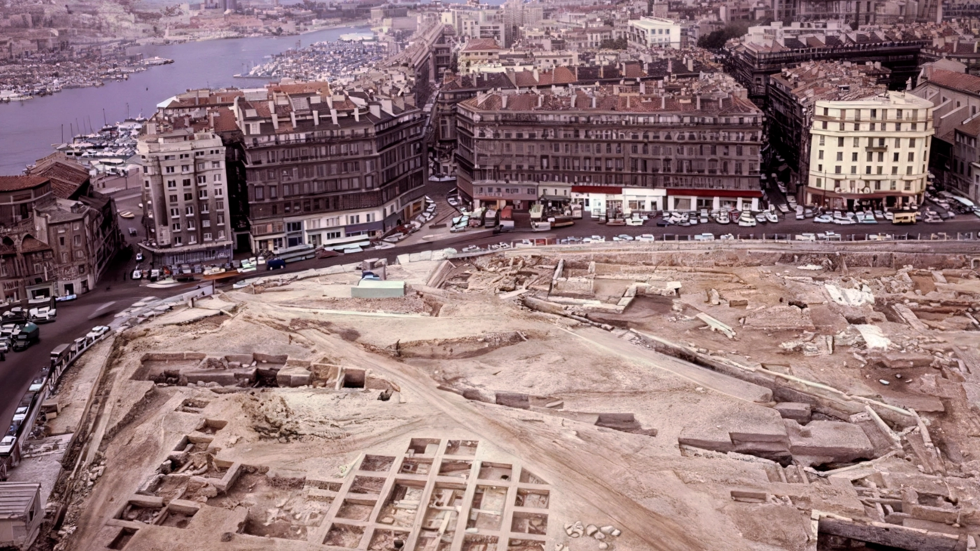 Fouilles du site de la Bourse. Vue générale, 1975 – Philippe Foliot/CNRS-CCJ